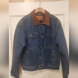 Lucky Brand Men's Denim Jacket with Brown Collar